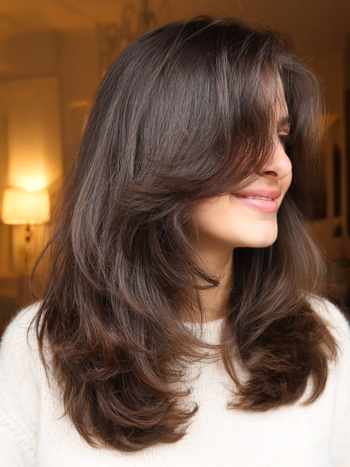 Medium-Length Voluminous Warm Chocolate Brown Layers